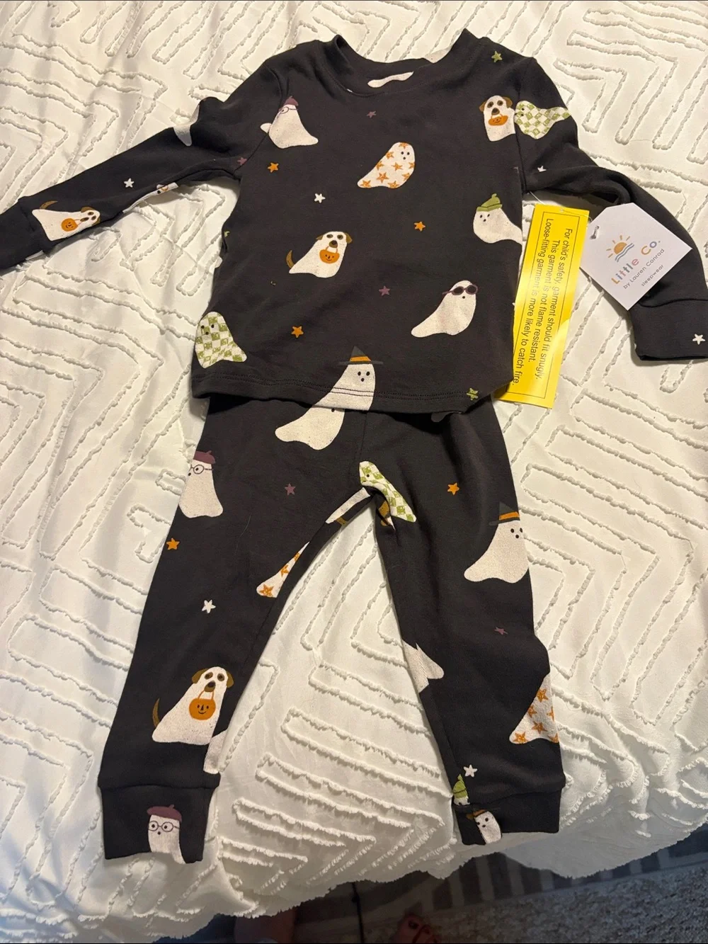 Little Co. Black Ghost Print Kids' Pajama Set